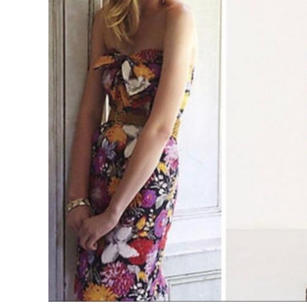 Anthropologie Strapless Floral Dress - Multicolor